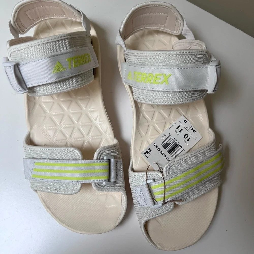 Adidas Terrex Cyprex Ultra DLX Sandals Wonder White Pulse Lime GZ9208 Mens 10